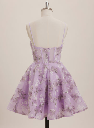 A-line Sweetheart Short Lace Mini Dress With Flower